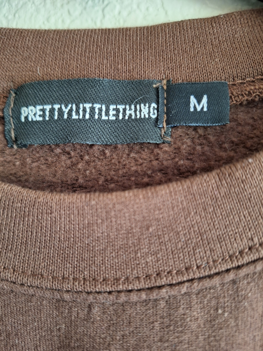 PrettyLittleThing SzM Brown Monte Carlo Cropped Sweatshirt - Picture 6 of 7